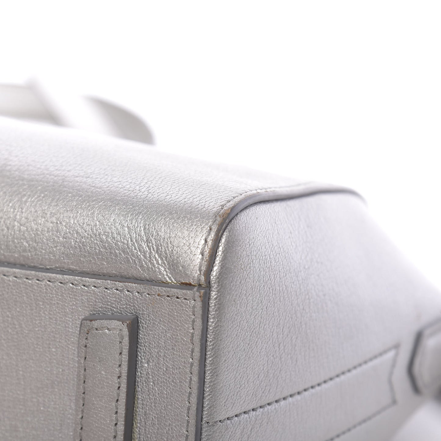 Metallic Sugar Goatskin Mini Antigona Silver