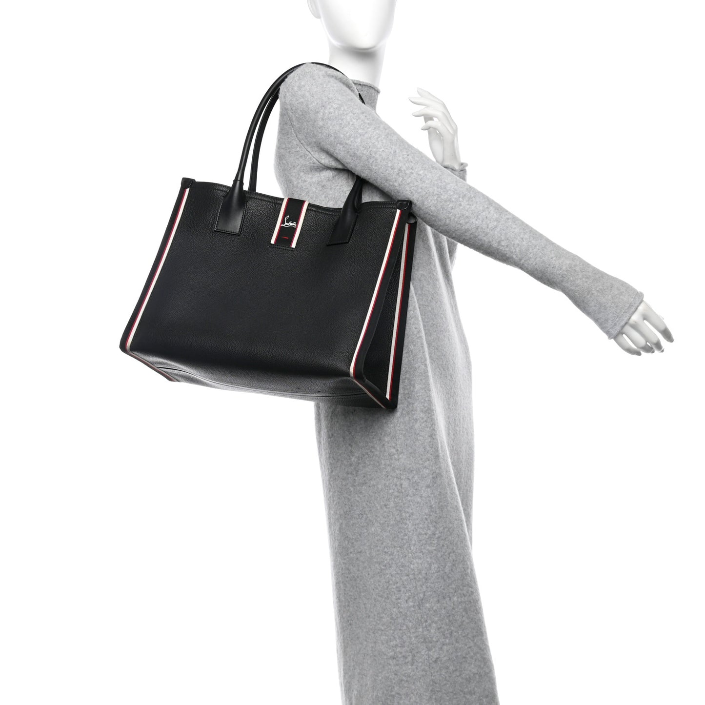 Grained Calfskin Large Nastroloubi Tote Black