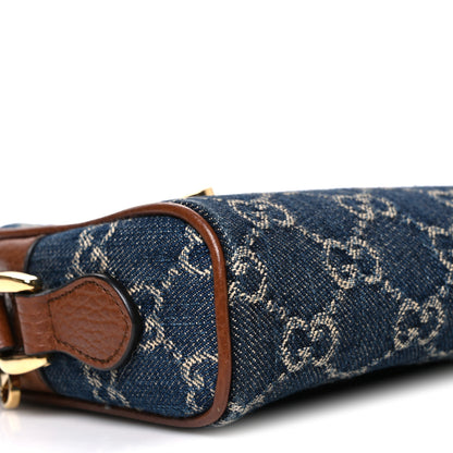 Gucci New Denim GG Monogram Dollar Calfskin Mini Ophidia Shoulder Bag Blue Tea Cuir Epilog 9 of 10