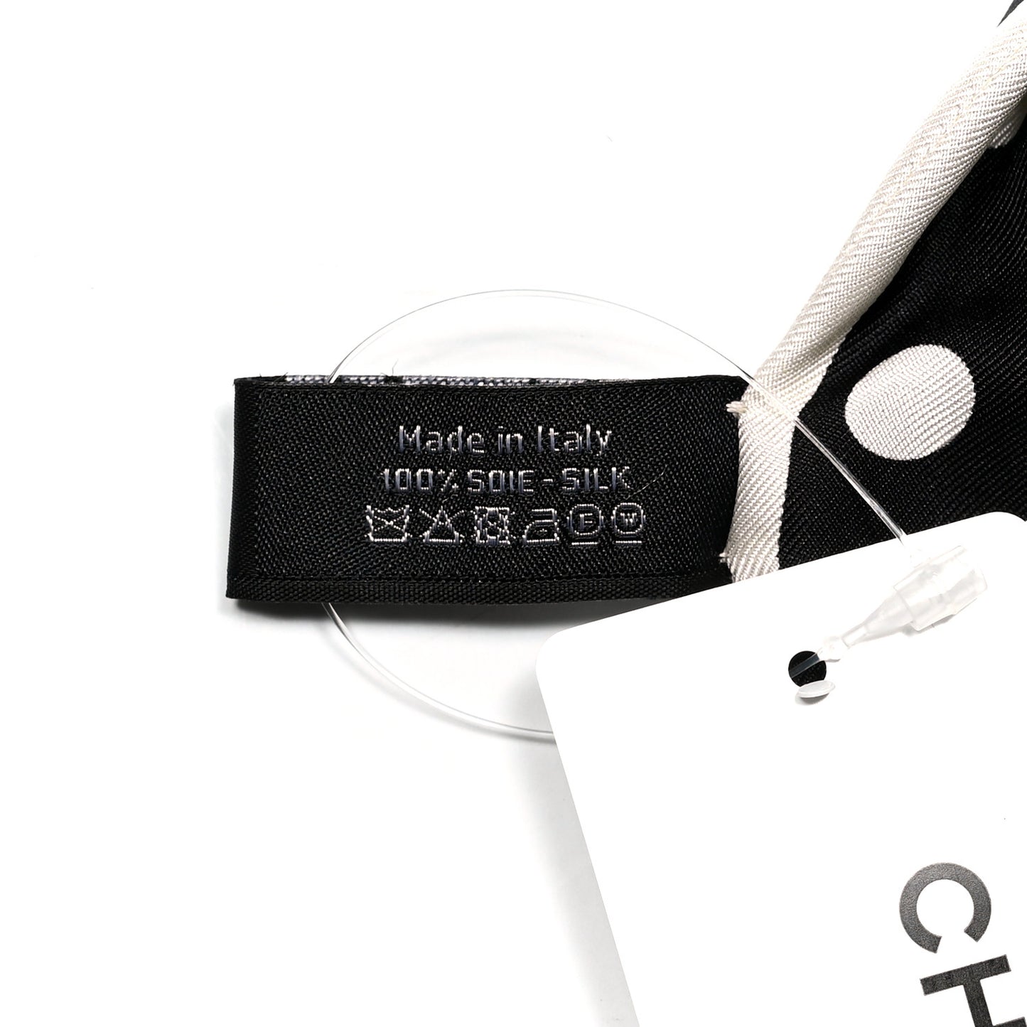 Silk CC Twilly Hair Tie Black White