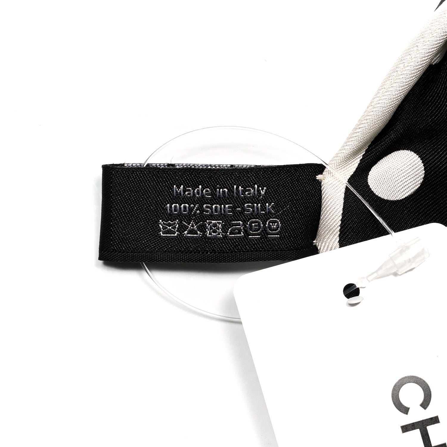 Chanel Silk CC Twilly Hair Tie Black White 4 of 4