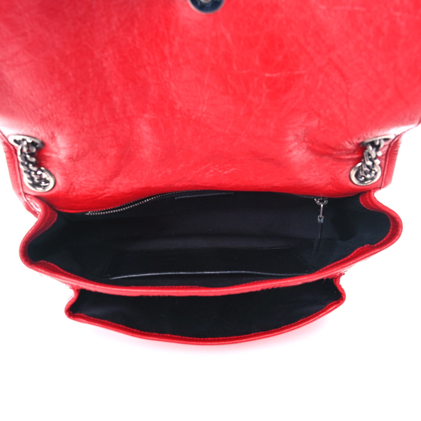 Crinkled Calfskin Matelasse Monogram Medium Niki Chain Satchel Rouge Eros