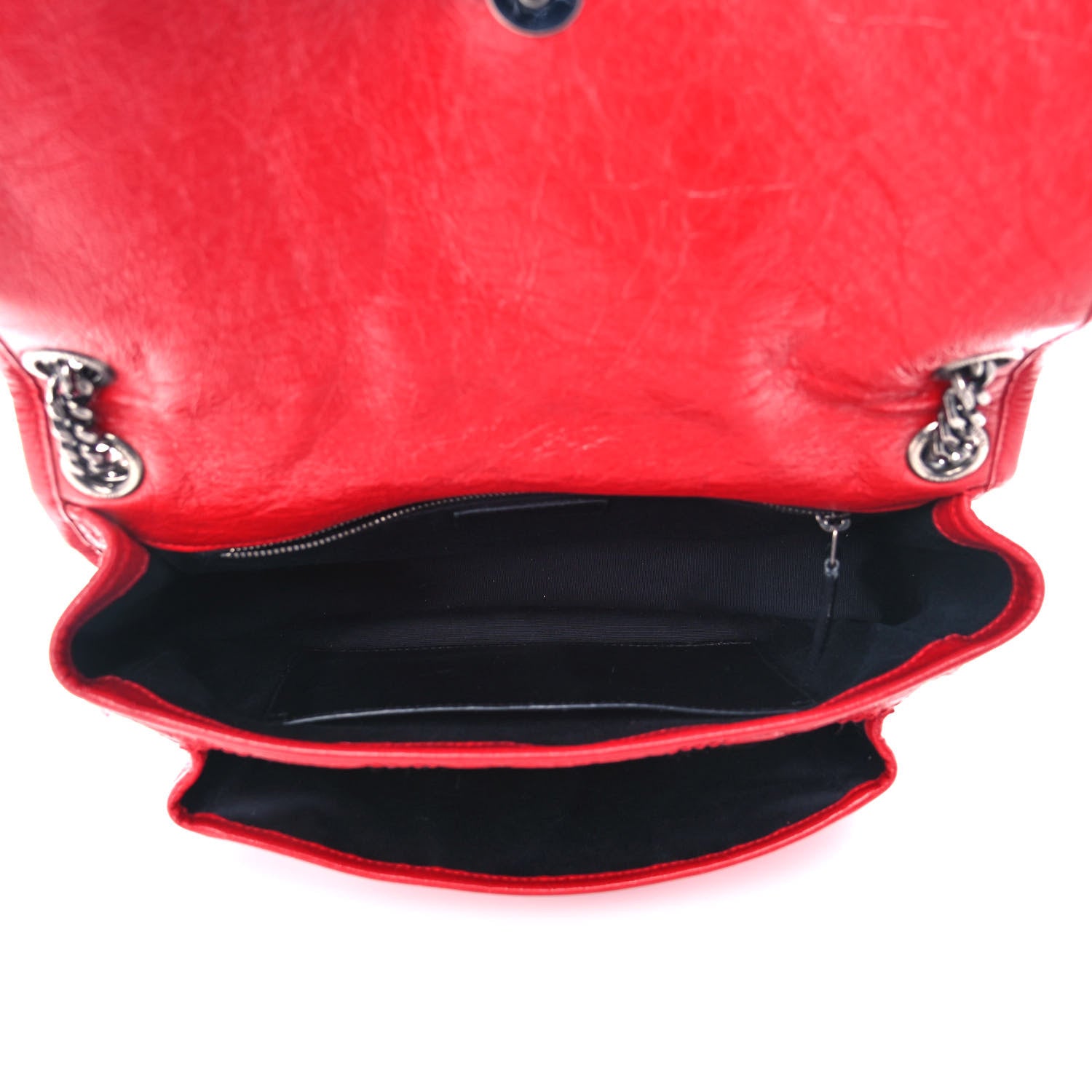 Saint Laurent Crinkled Calfskin Matelasse Monogram Medium Niki Chain Satchel Rouge Eros 5 of 12