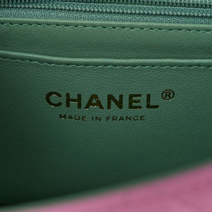 Chanel Lambskin Quilted Bi-Color Mini Top Handle Rectangular Flap Light Lilac Light Green 6 of 10