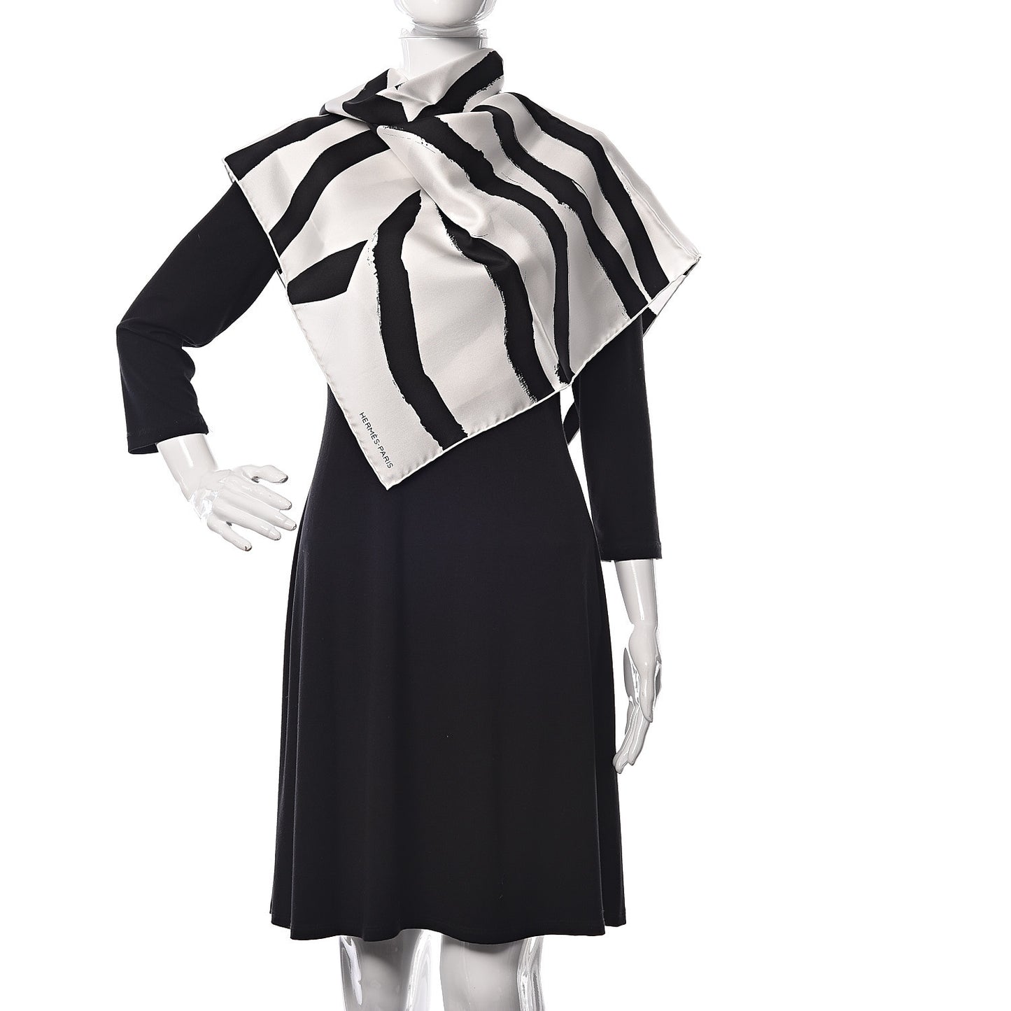 Silk Rosace De Janos Ber Scarf 90 White Black