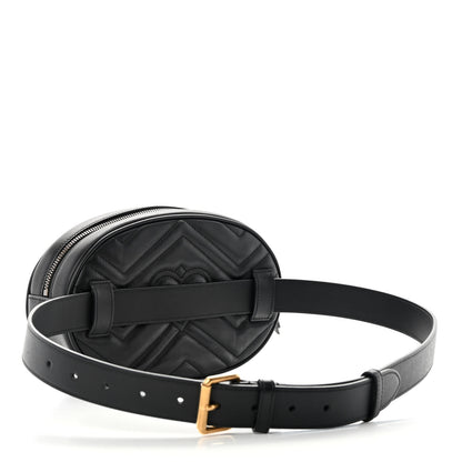 Gucci Calfskin Matelasse GG Marmont Belt Bag 95 38 Black 3 of 13
