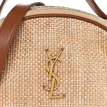 Saint Laurent Raffia Calfskin Round Camera Bag Golden Ecru Brick 8 of 10