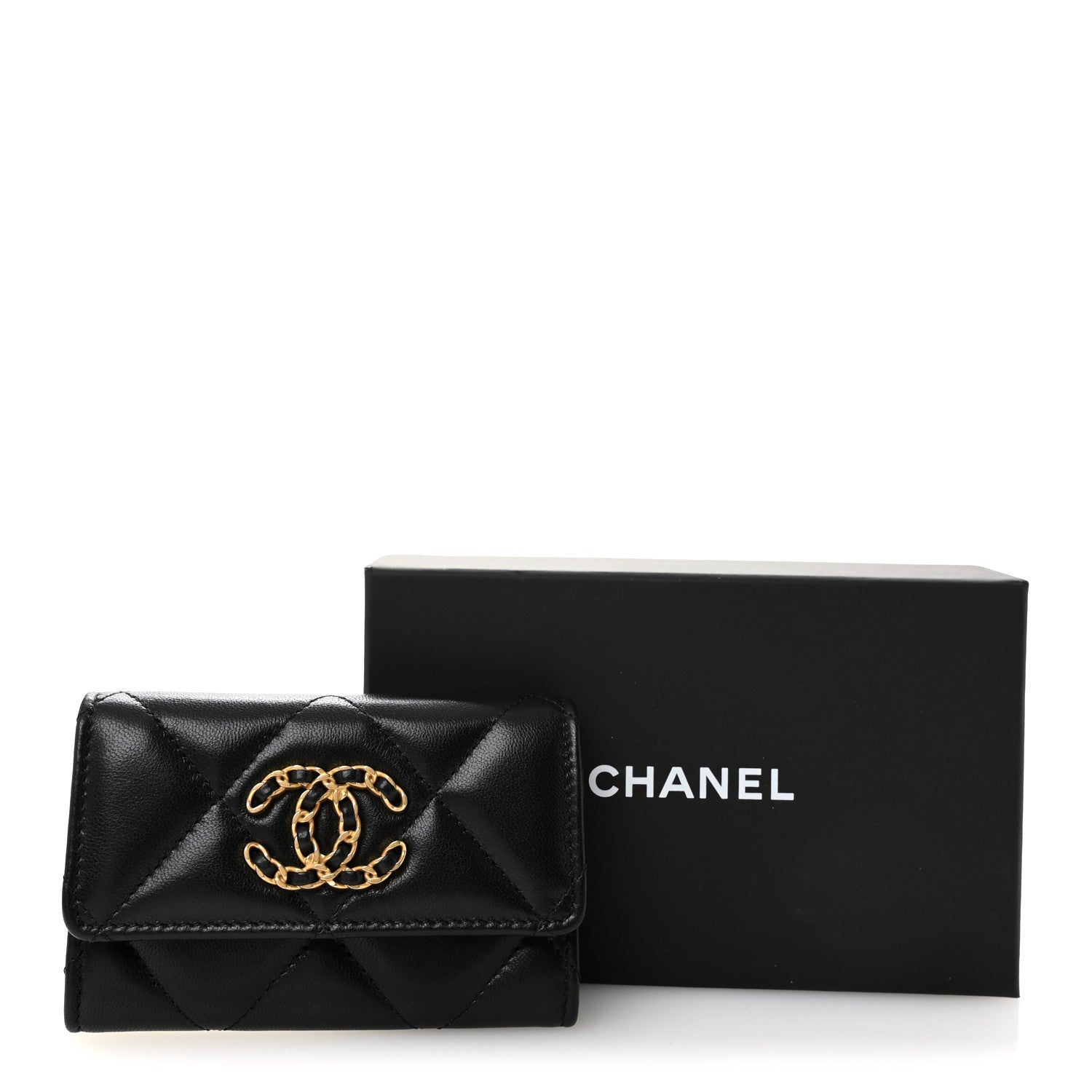 Chanel Lambskin Quilted Chanel 19 Flap Card Holder Black 8 of 8