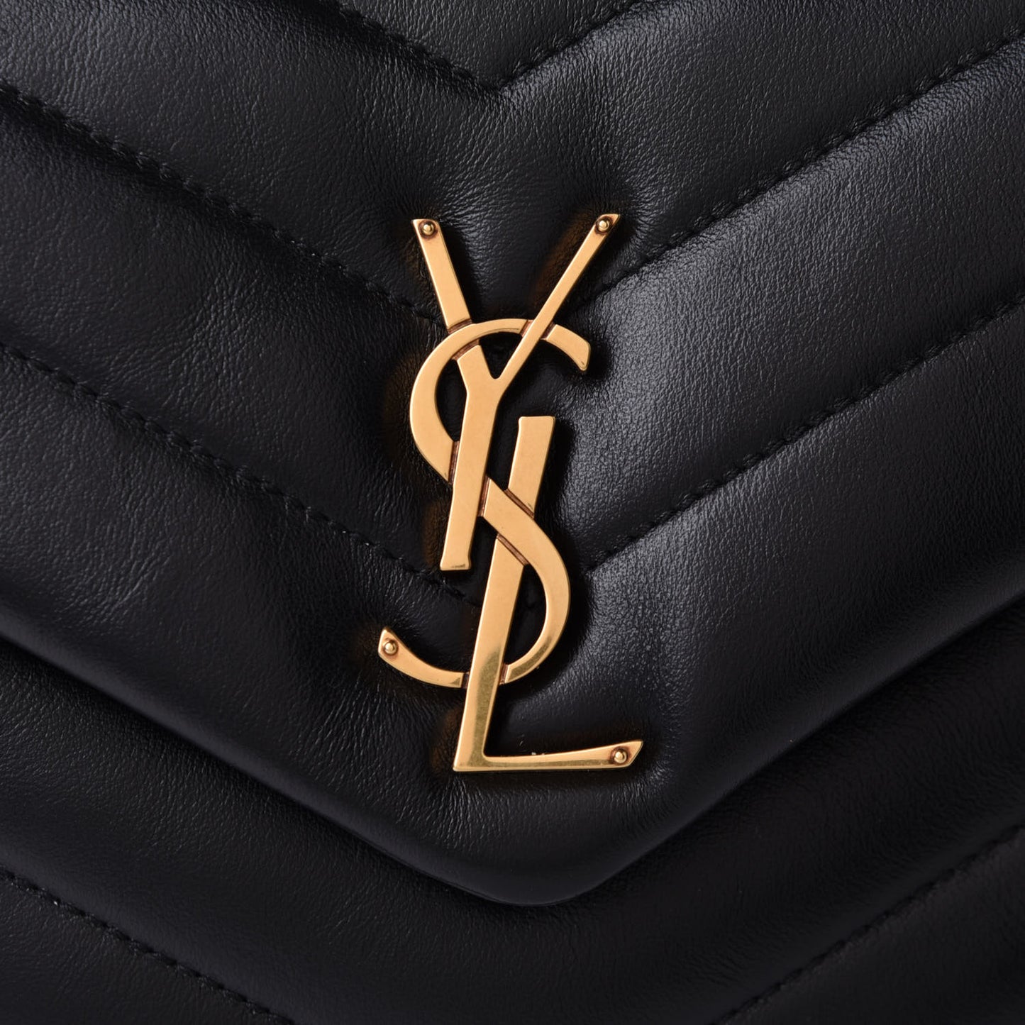 Calfskin Y Quilted Monogram Small Loulou Chain Satchel Black