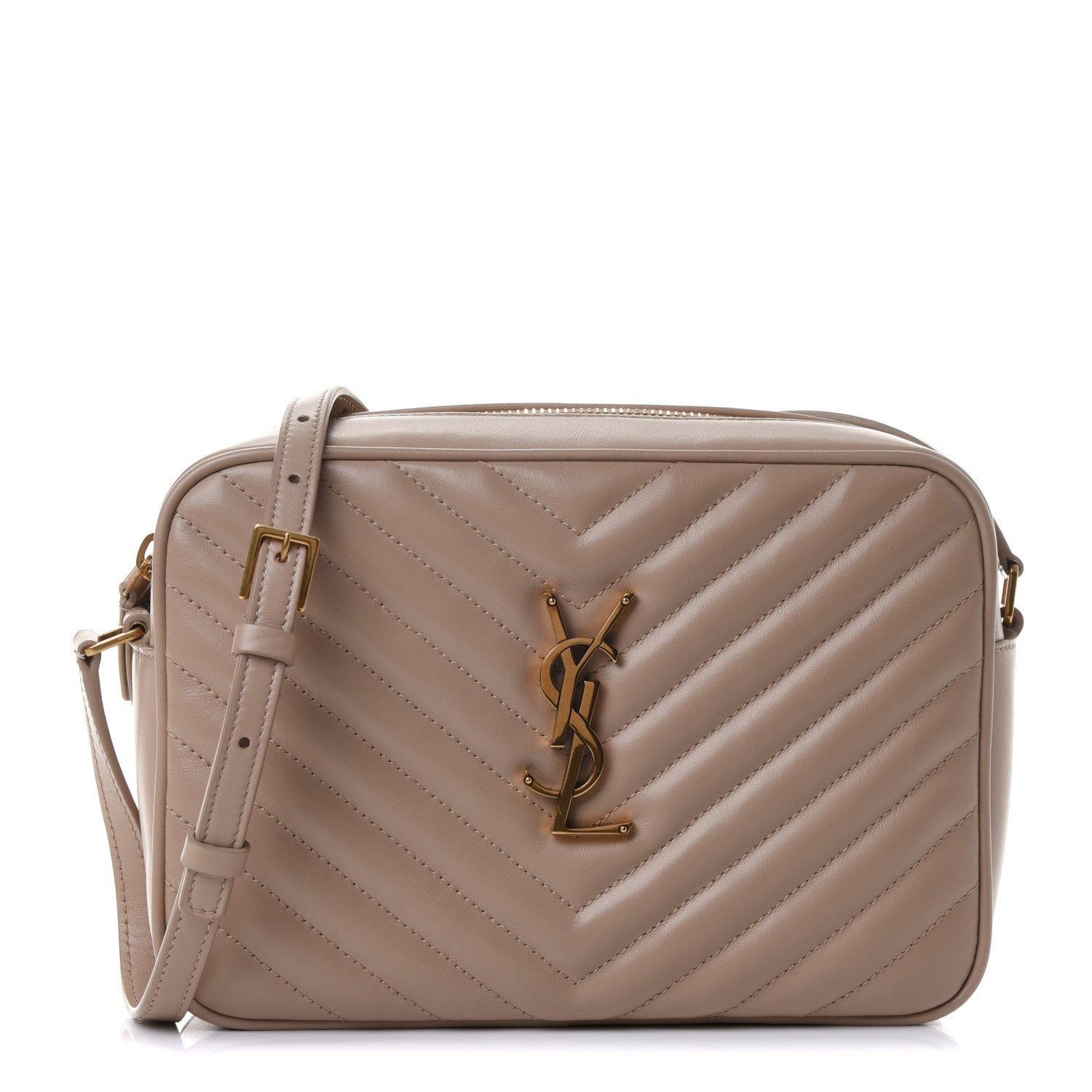 Saint Laurent Calfskin Matelasse Monogram Lou Camera Bag Dark Beige 1 of 4