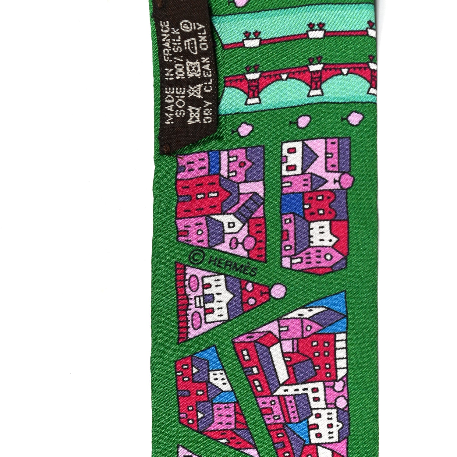 Hermes Silk Rive Droite Rive Gauche Twilly Vert Rose Bleu 3 of 5