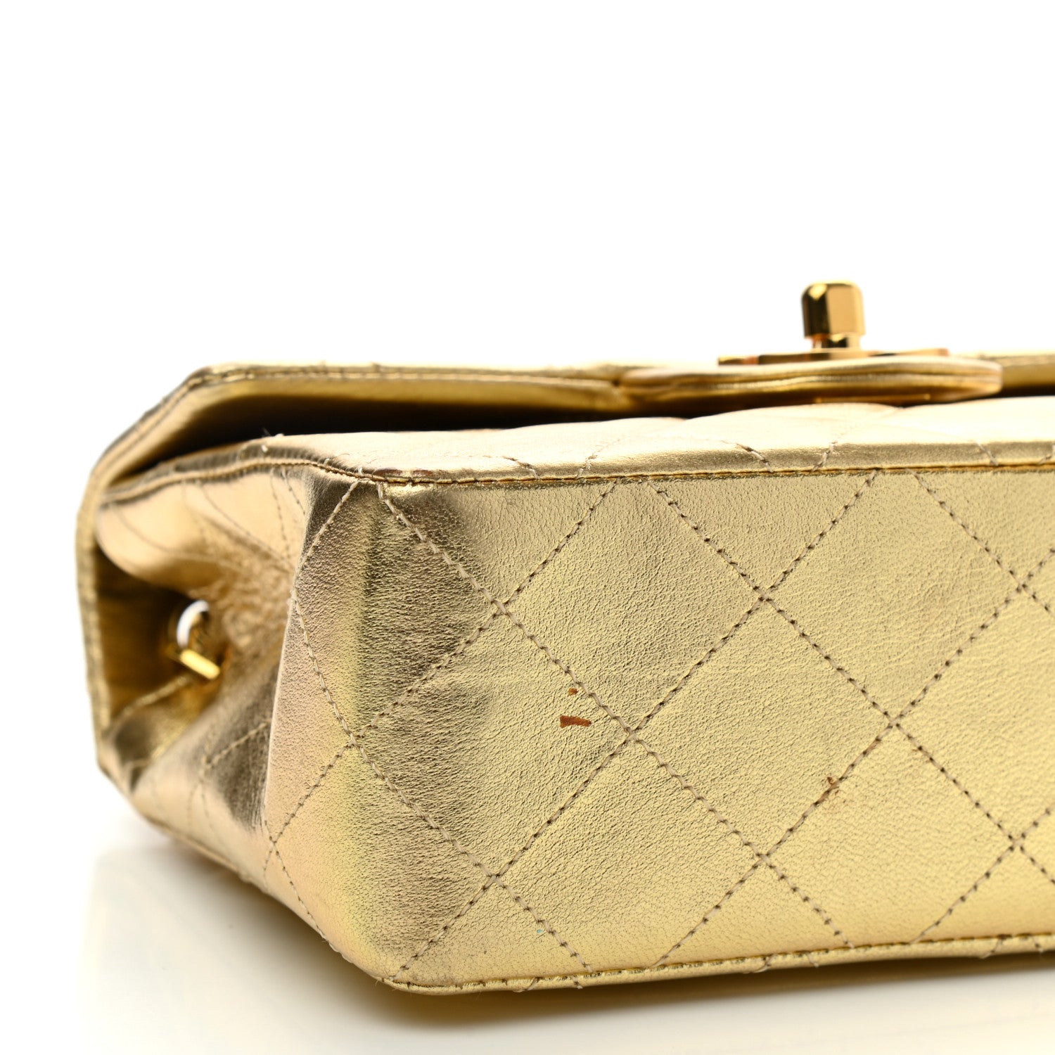Chanel Metallic Lambskin Quilted Mini Square Flap Gold 8 of 12