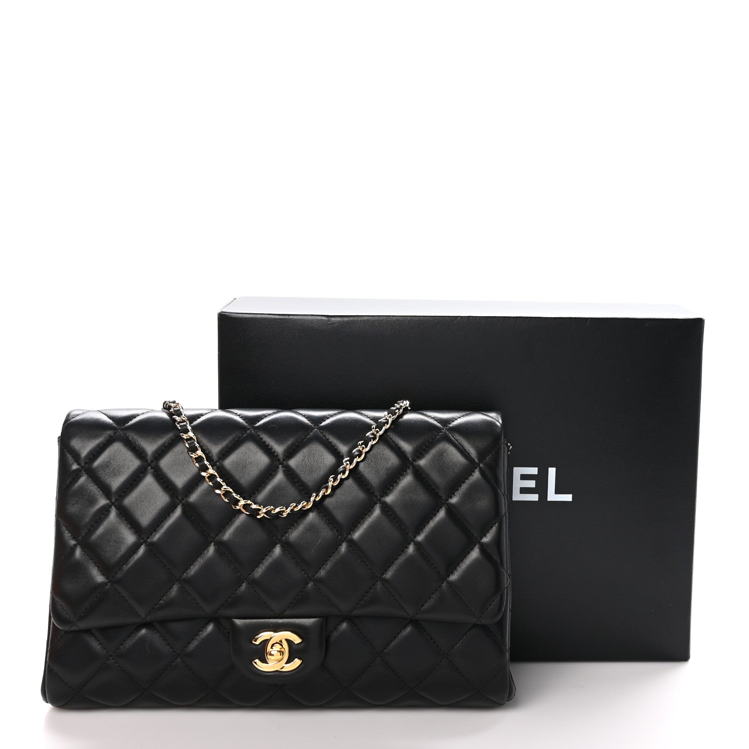 Chanel Lambskin Quilted Clutch With Chain Flap Black 11 of 11
