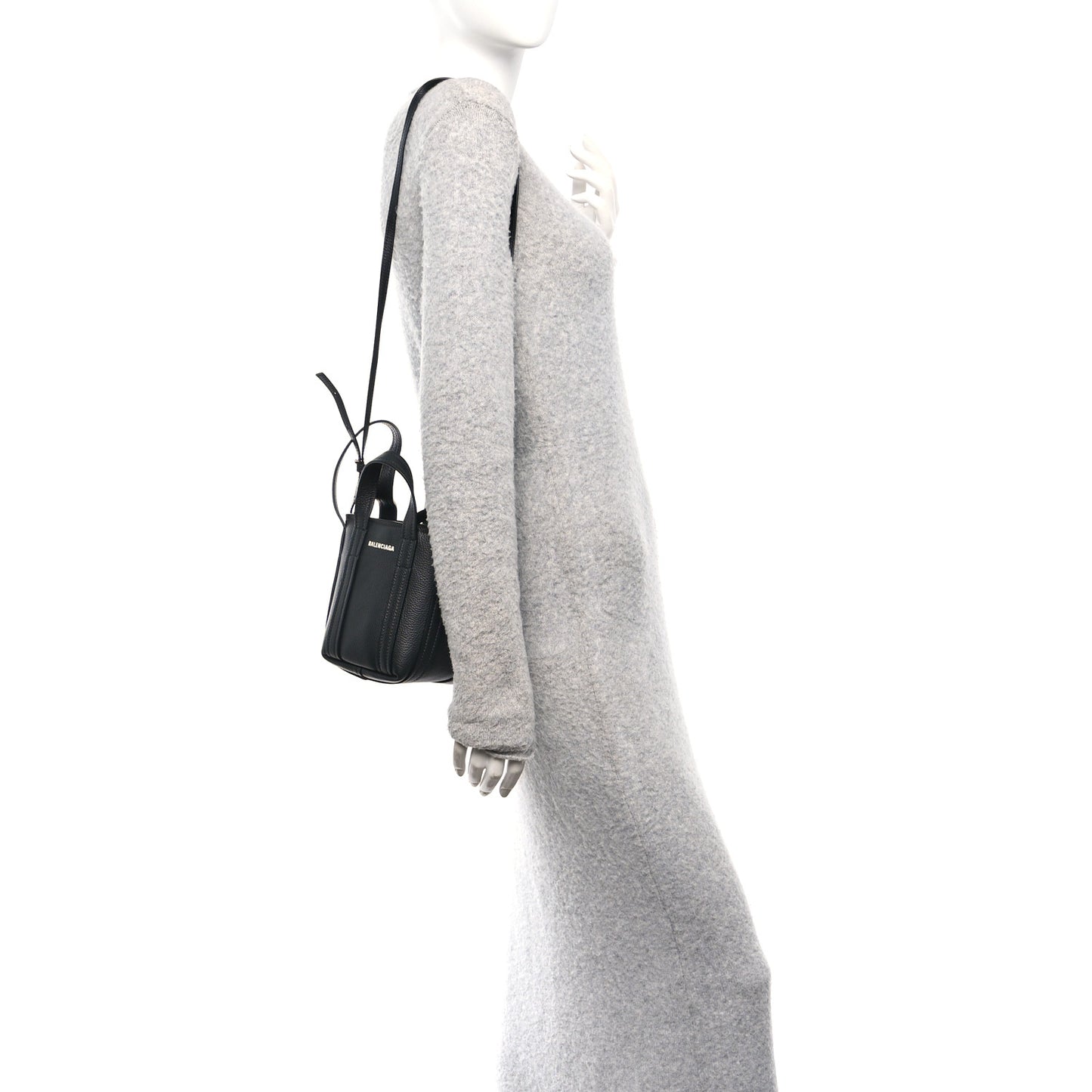 Grained Calfskin Mini 2.0 Everyday North South Shoulder Tote Bag Black