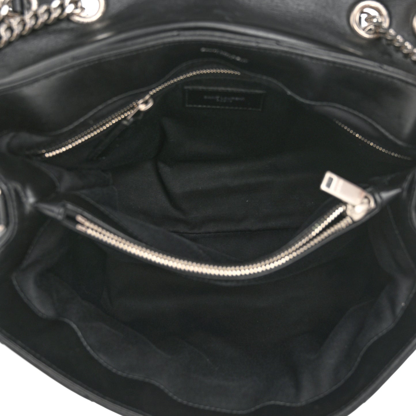 Calfskin Y Quilted Monogram Medium Loulou Chain Satchel Black