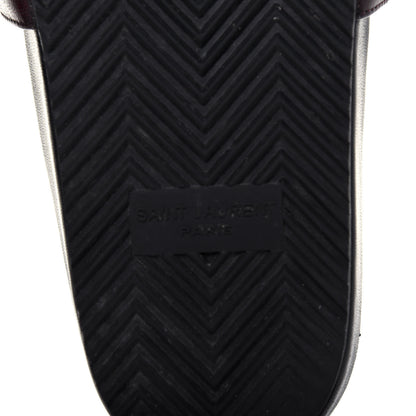 Saint Laurent Lambskin Joan Slide Sandals 39 Burgundy 6 of 11