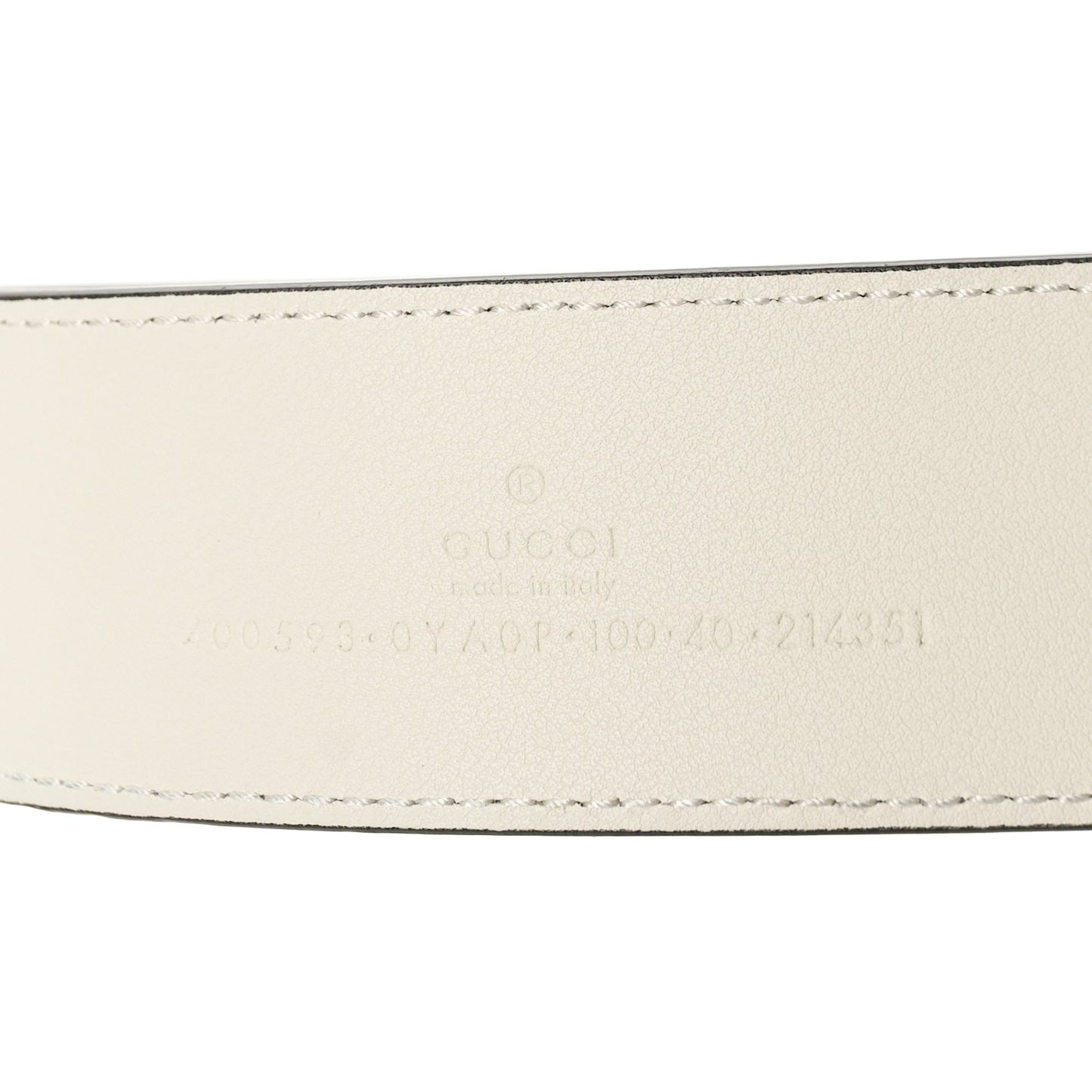 Plutone Calfskin Palladium Double G 40mm Belt 100 40 Mystic White