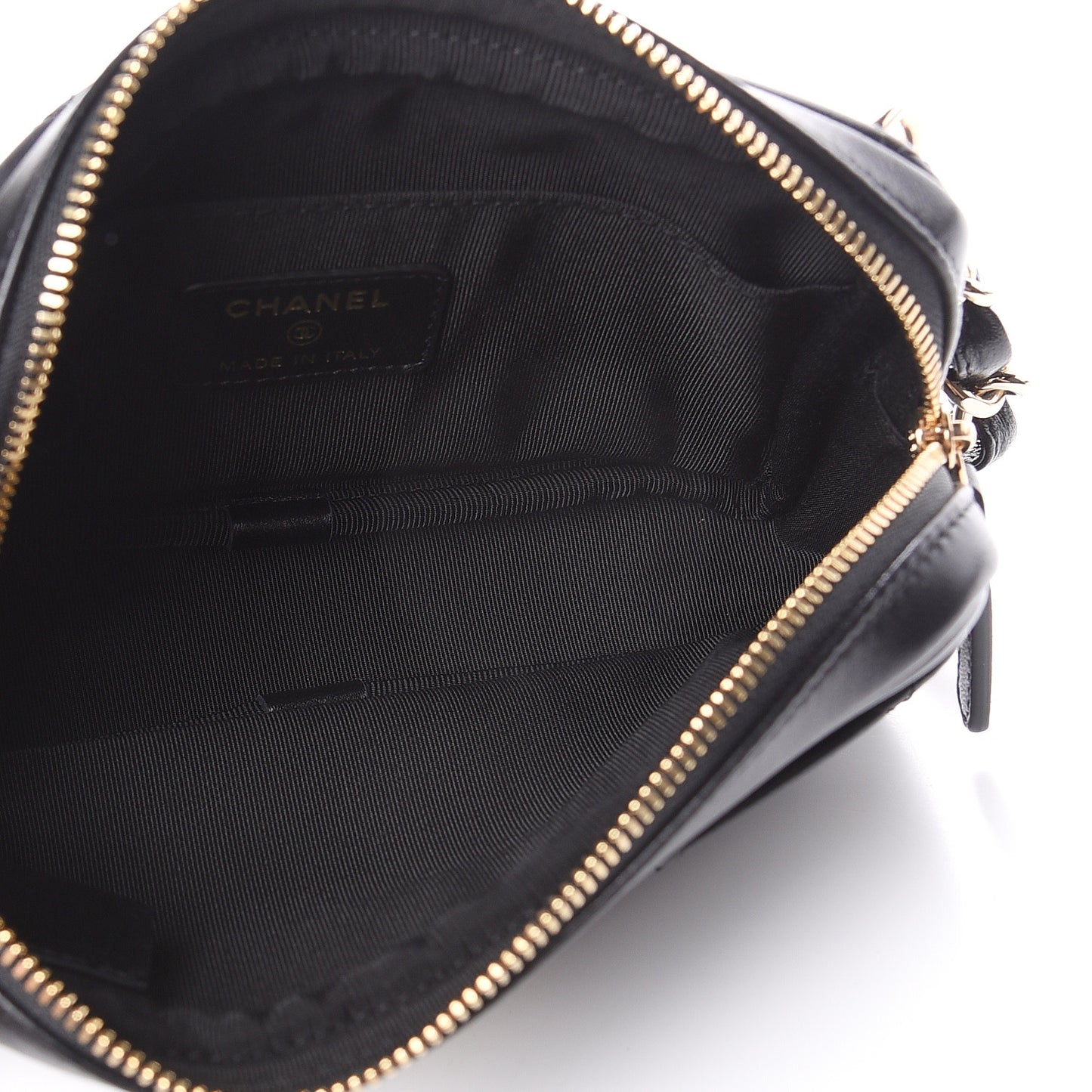 Lambskin Quilted Waist Bag Black