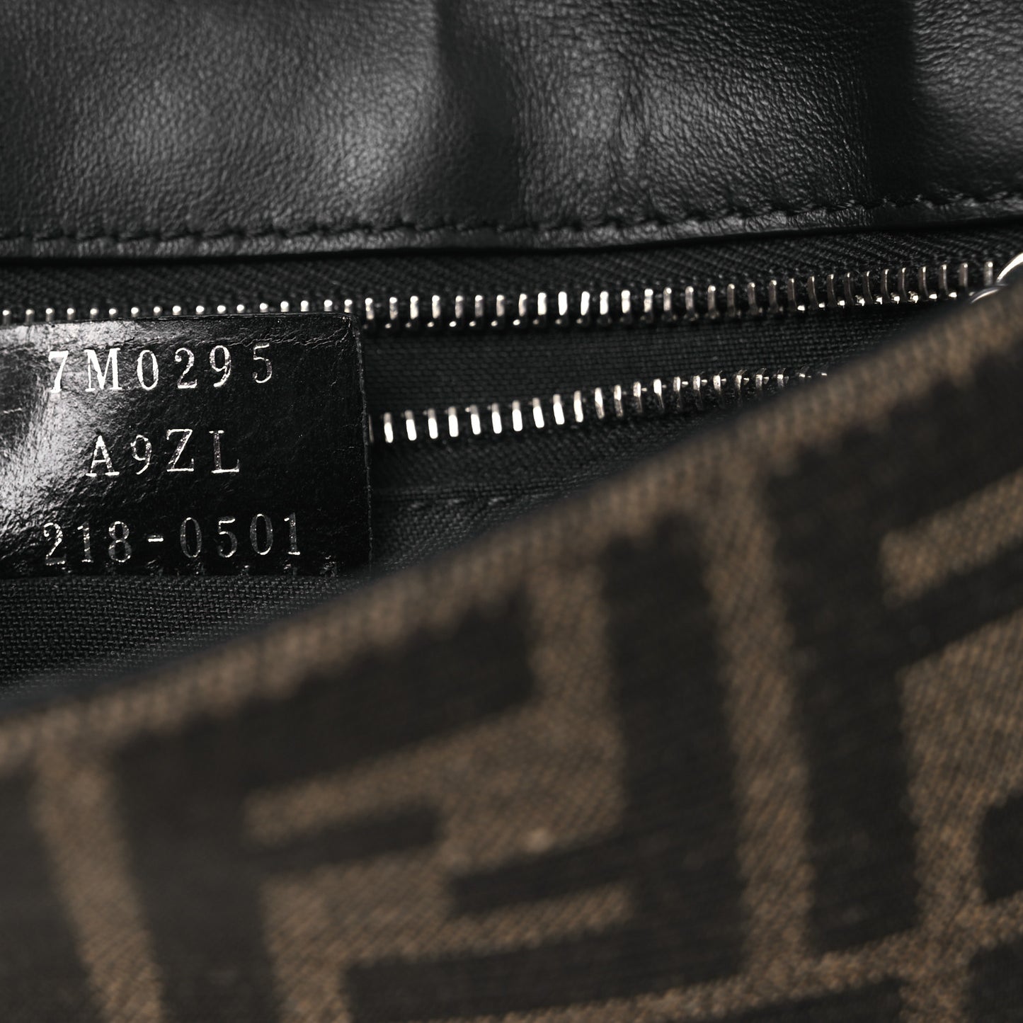 Recycled Fabric Jacquard Vitello Grace FF 1974 Baguette Belt Pouch Tobacco Moro Black