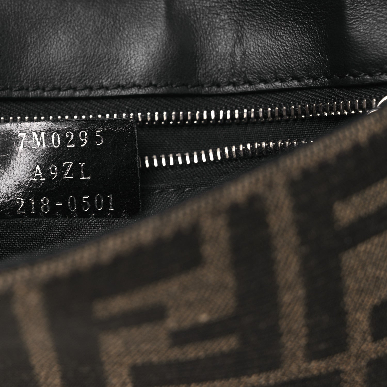 Fendi Recycled Fabric Jacquard Vitello Grace FF 1974 Baguette Belt Pouch Tobacco Moro Black 7 of 12