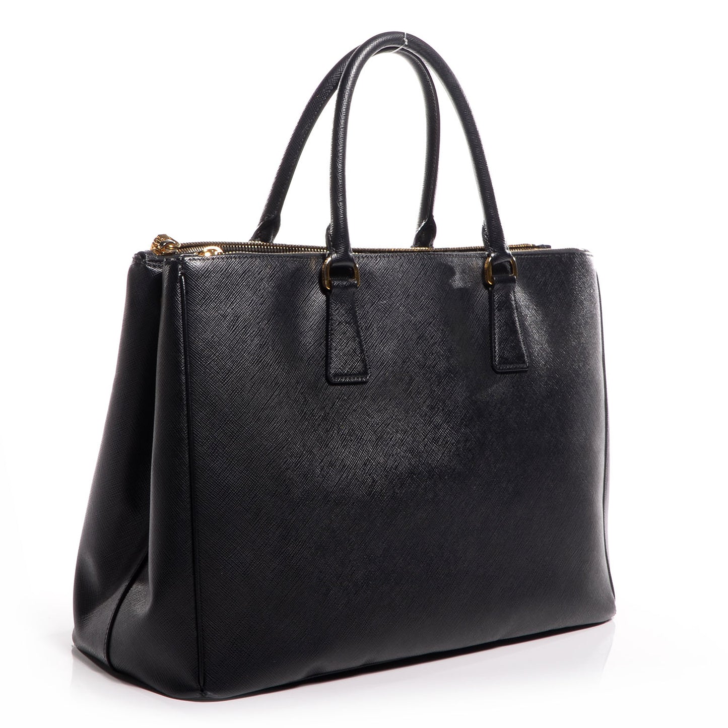 Saffiano Lux Large Double Zip Tote Nero Black