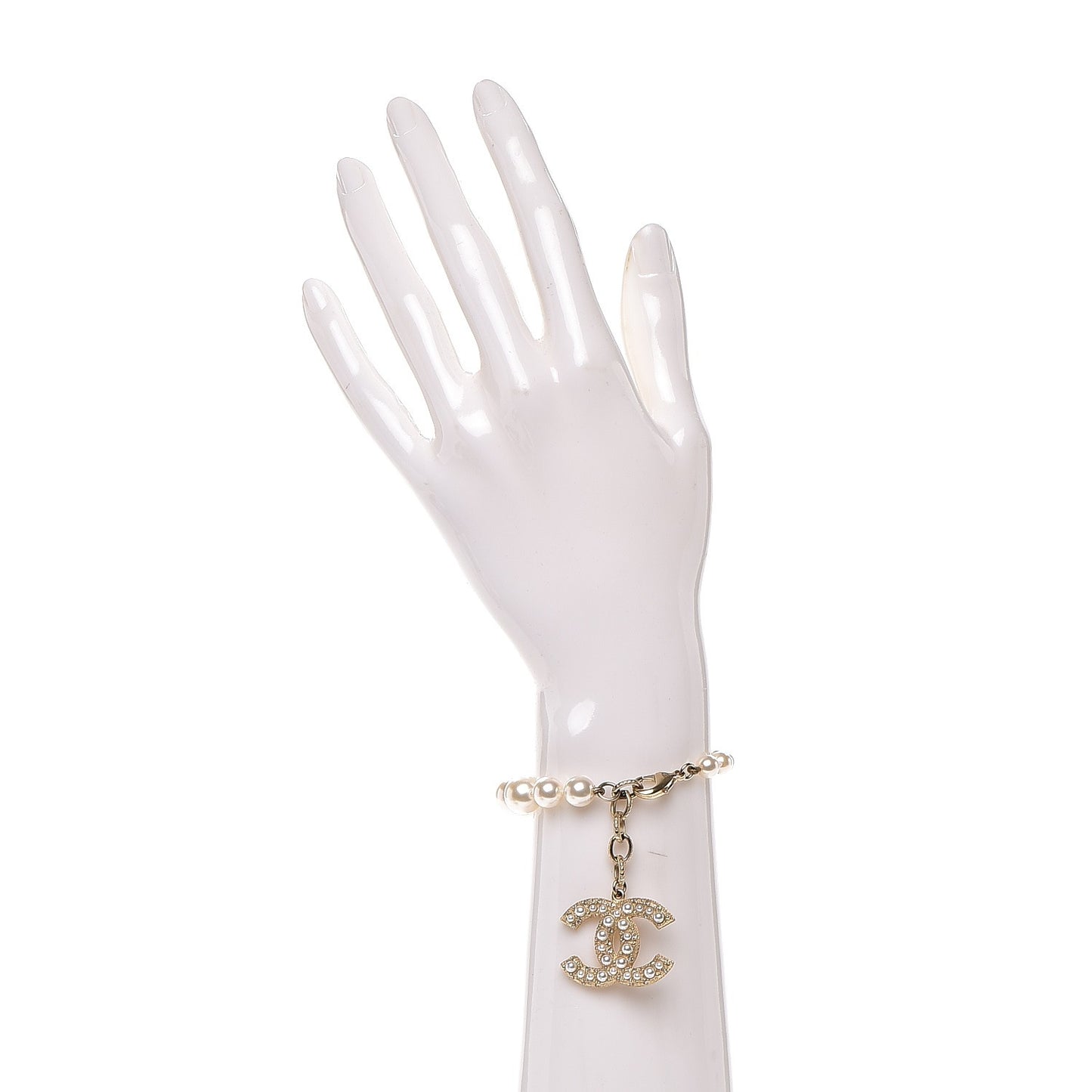 Pearl Crystal CC Bracelet Gold