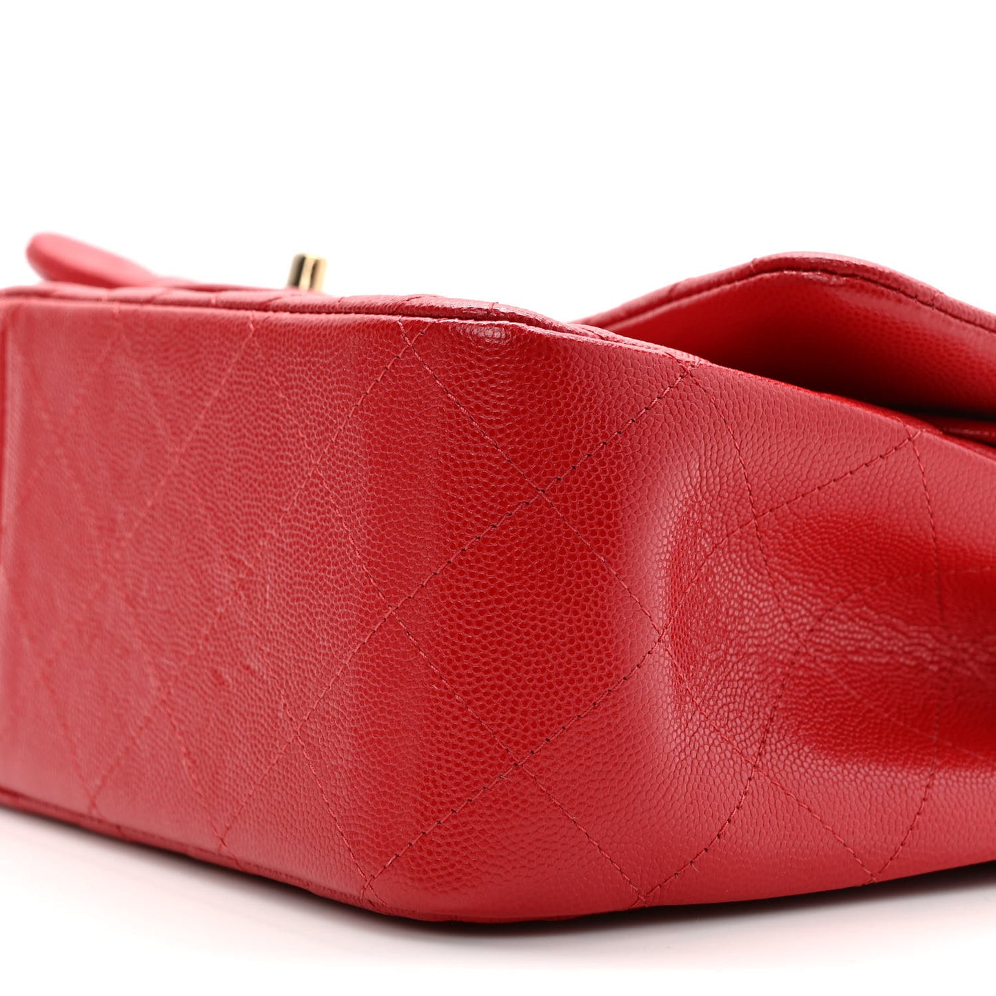 Caviar Quilted Jumbo Double Flap Red