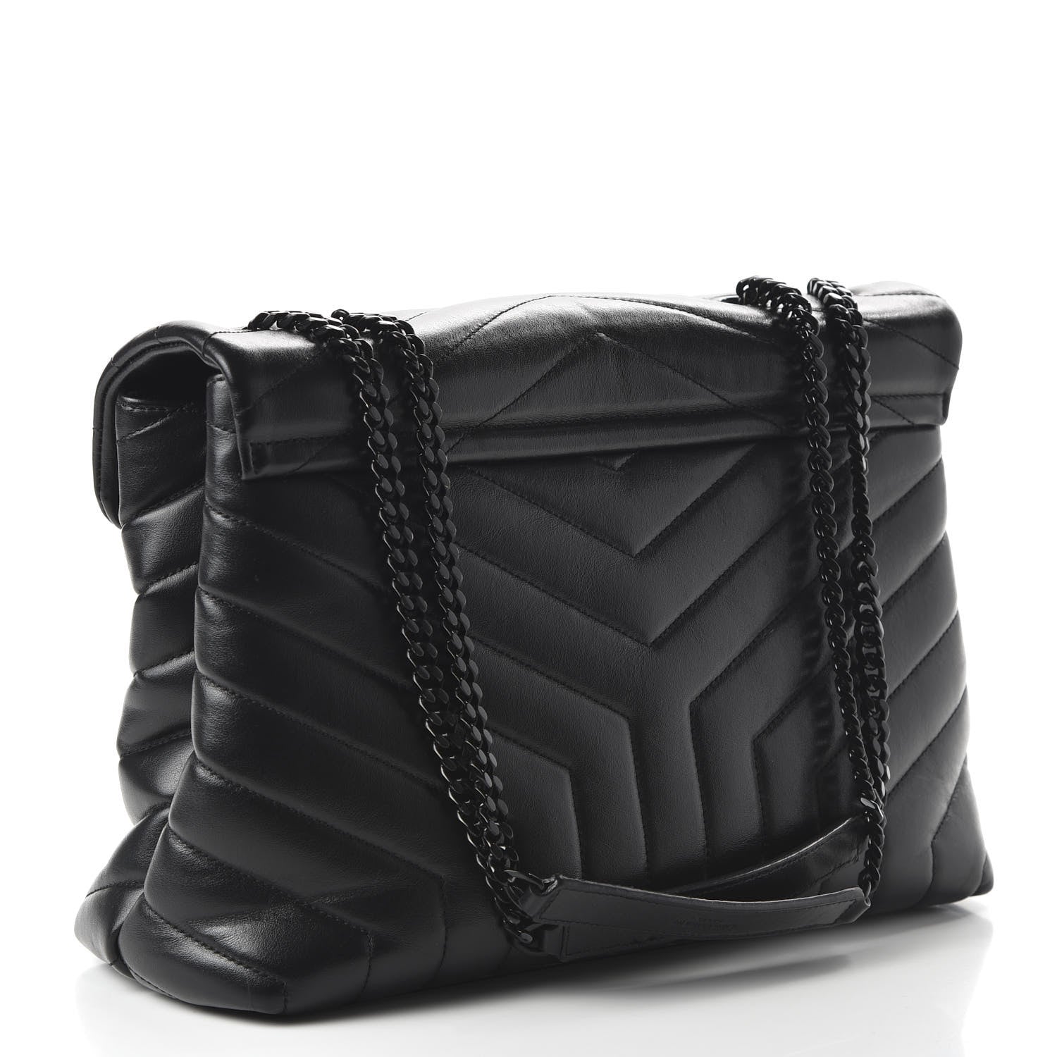 Saint Laurent Calfskin Y Quilted Monogram Medium Loulou Chain Satchel Black 3 of 9