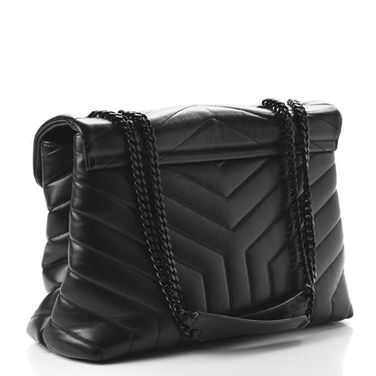 Saint Laurent Calfskin Y Quilted Monogram Medium Loulou Chain Satchel Black 3 of 9