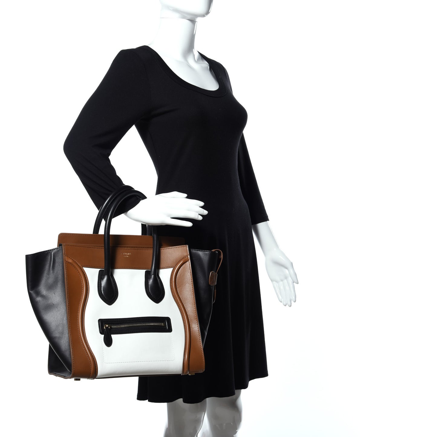 Smooth Calfskin Mini Tri-Color Luggage White
