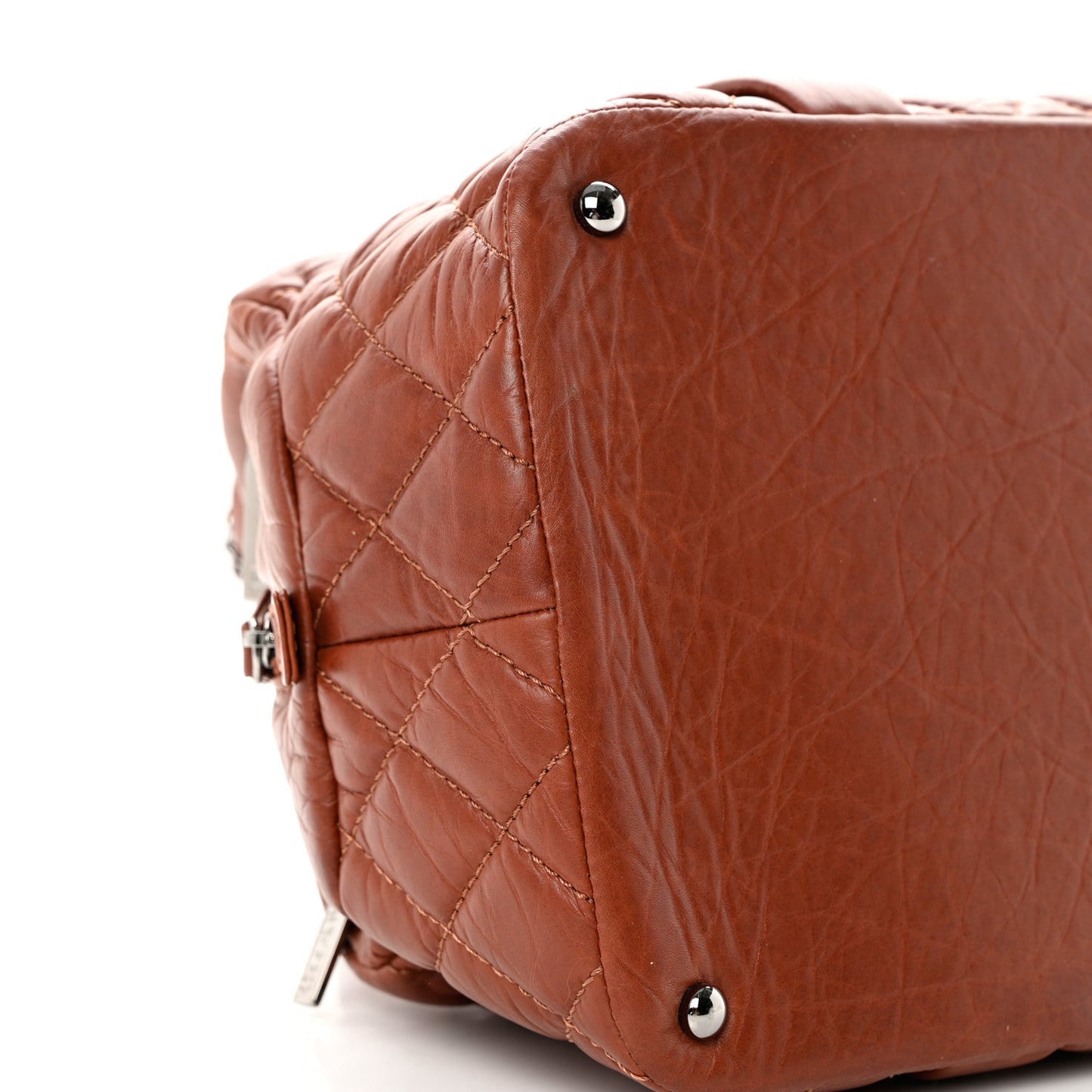 Distressed Lambskin Vintage Ligne Lady Braid Tote Brown