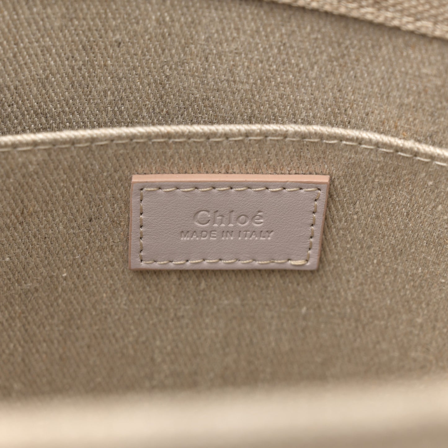 Linen Calfskin Medium Woody Ribbon Tote Cement Pink