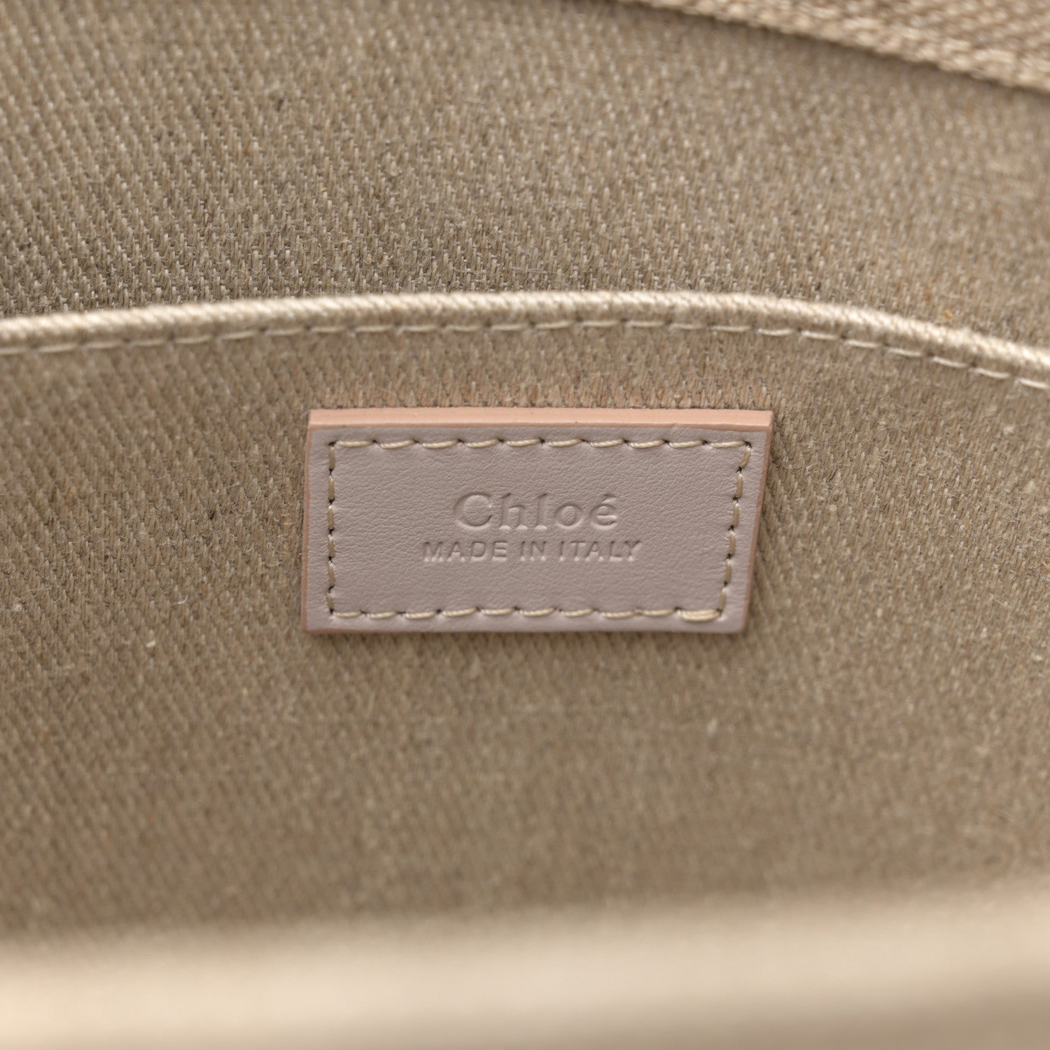 Chloe Linen Calfskin Medium Woody Ribbon Tote Cement Pink 6 of 14