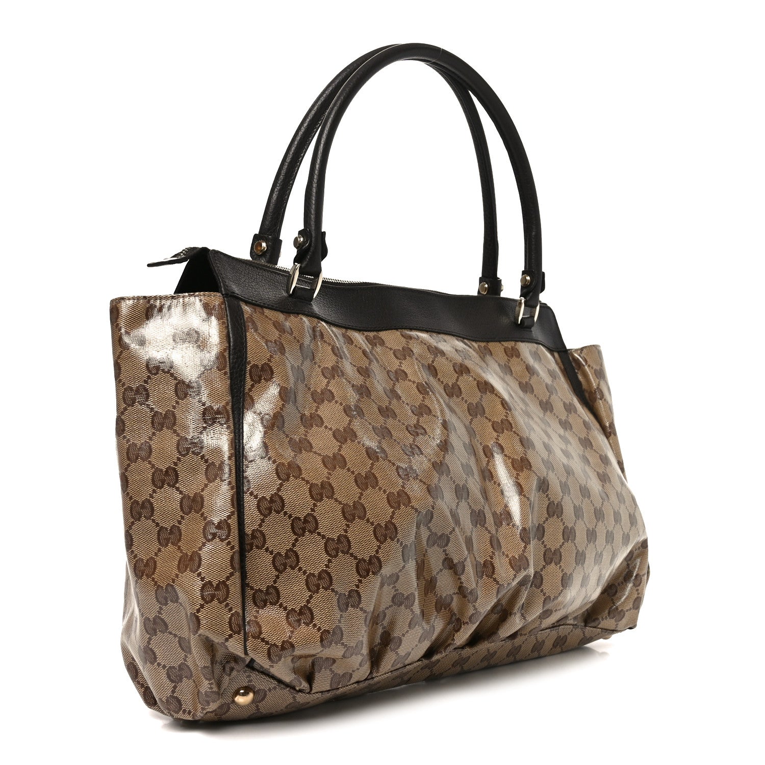 Gucci Crystal Monogram Large D Gold Ring Tote Dark Brown 3 of 10