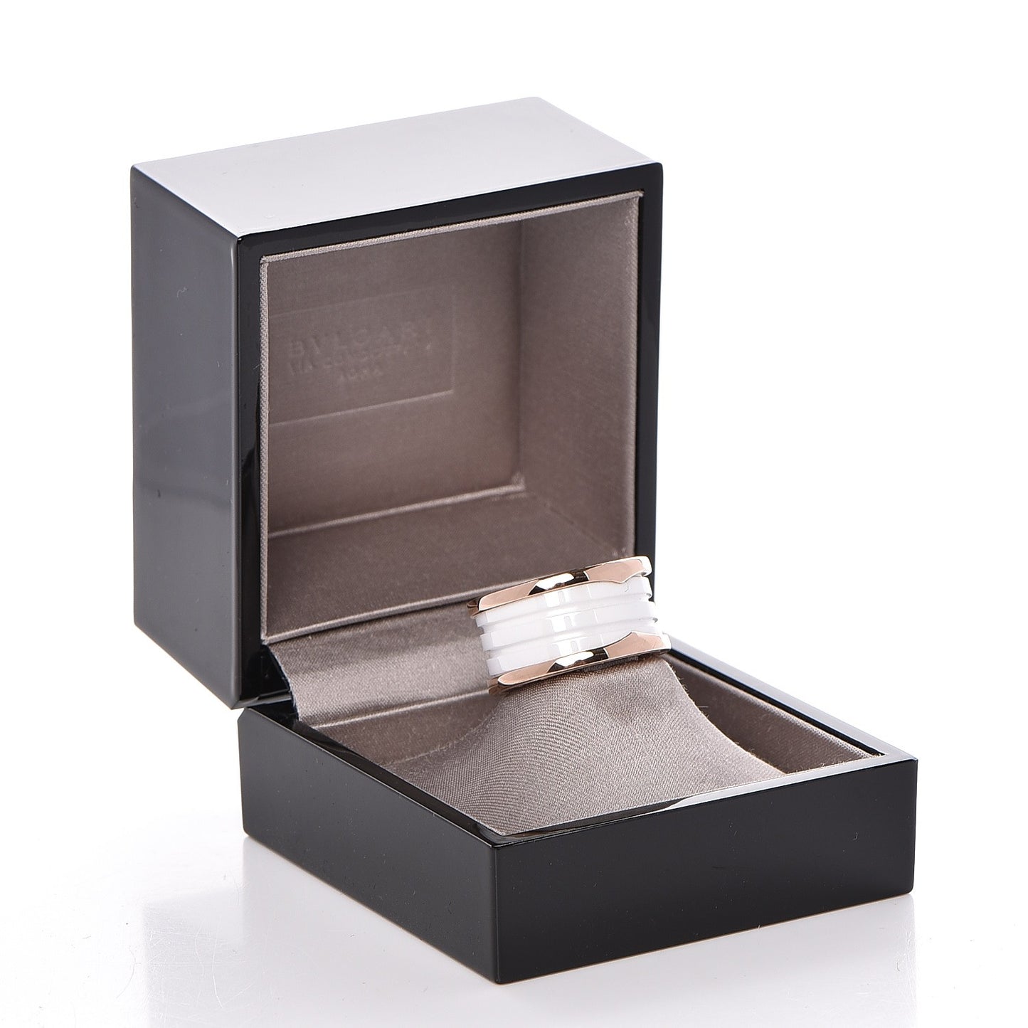 18K Rose Gold White Ceramic B.Zero1 Four-Band Ring 55 7.25