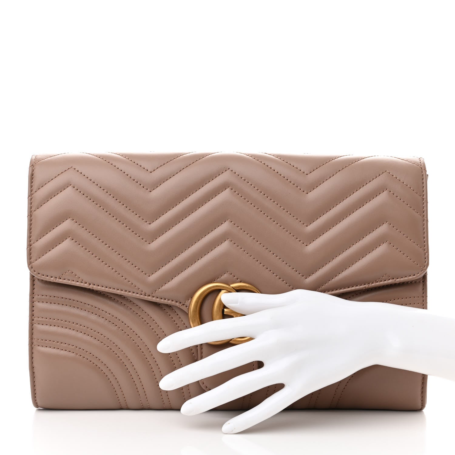 Gucci Calfskin Matelasse GG Marmont Clutch Porcelain Rose 2 of 9
