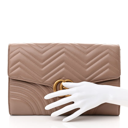 Gucci Calfskin Matelasse GG Marmont Clutch Porcelain Rose 2 of 9