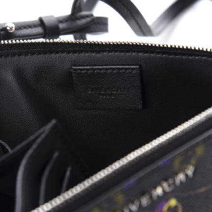 Givenchy Textured Coated Canvas Pansy Print Iconic Pouch Crossbody Black Multicolor 5 of 5
