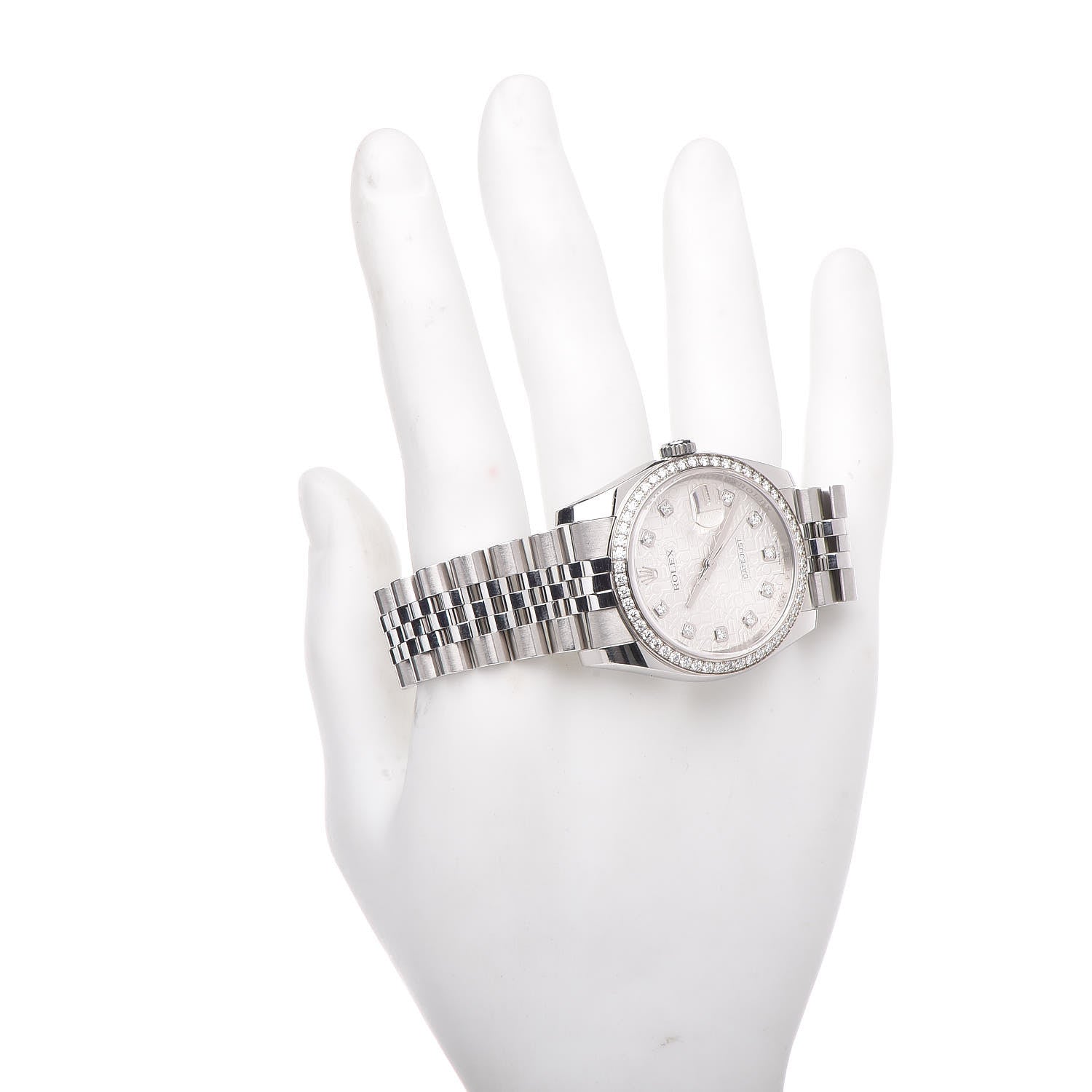 Rolex Stainless Steel Diamond 36mm Oyster Perpetual Datejust Watch Silver Jubilee 116244 2 of 7