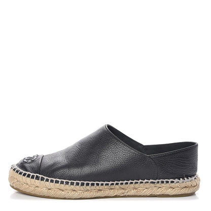 Chanel Grained Calfskin CC Espadrilles 38 Black 1 of 10