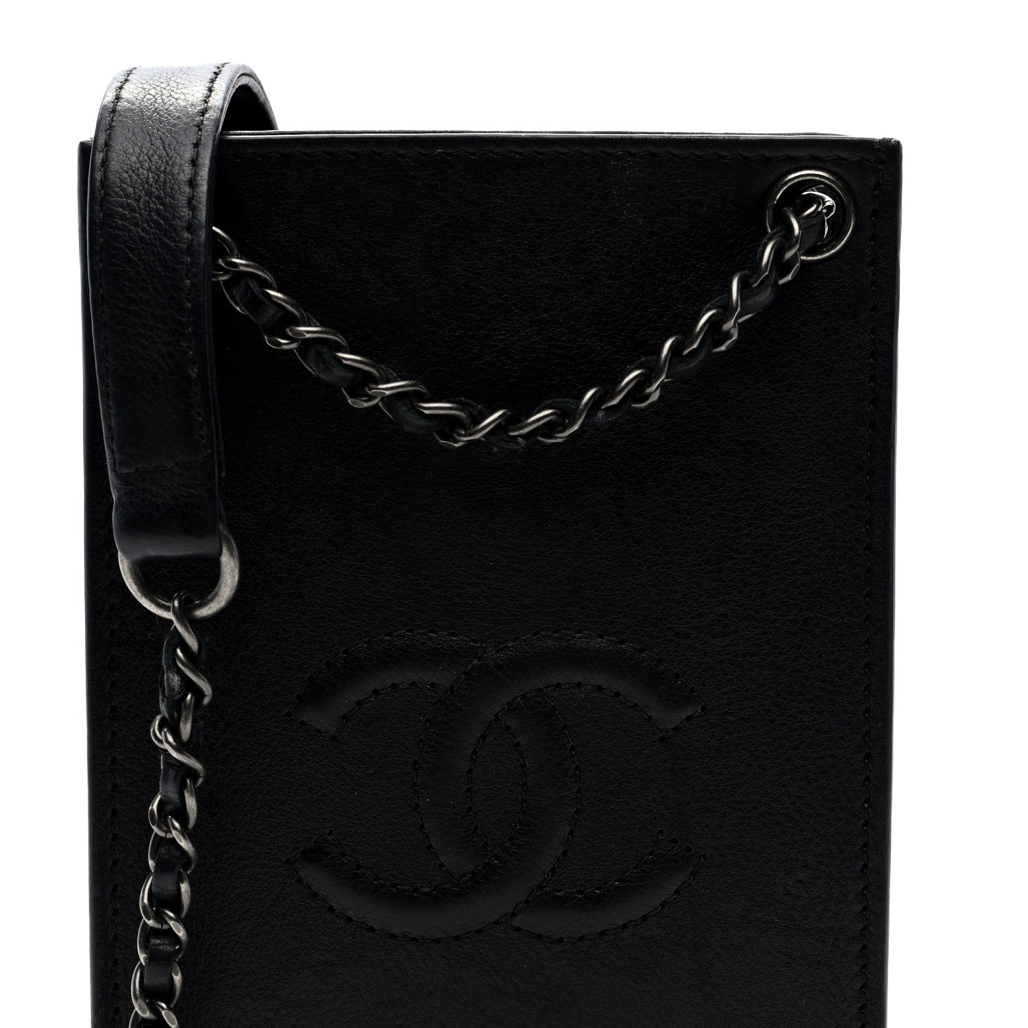 Chanel Calfskin CC Phone Holder Crossbody Black 8 of 10