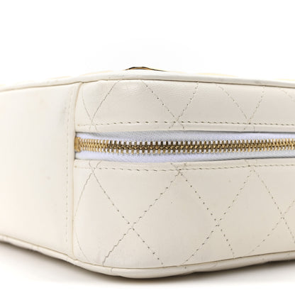 Chanel Lambskin Quilted Golden Plate Vanity Case White Gold 10 of 10
