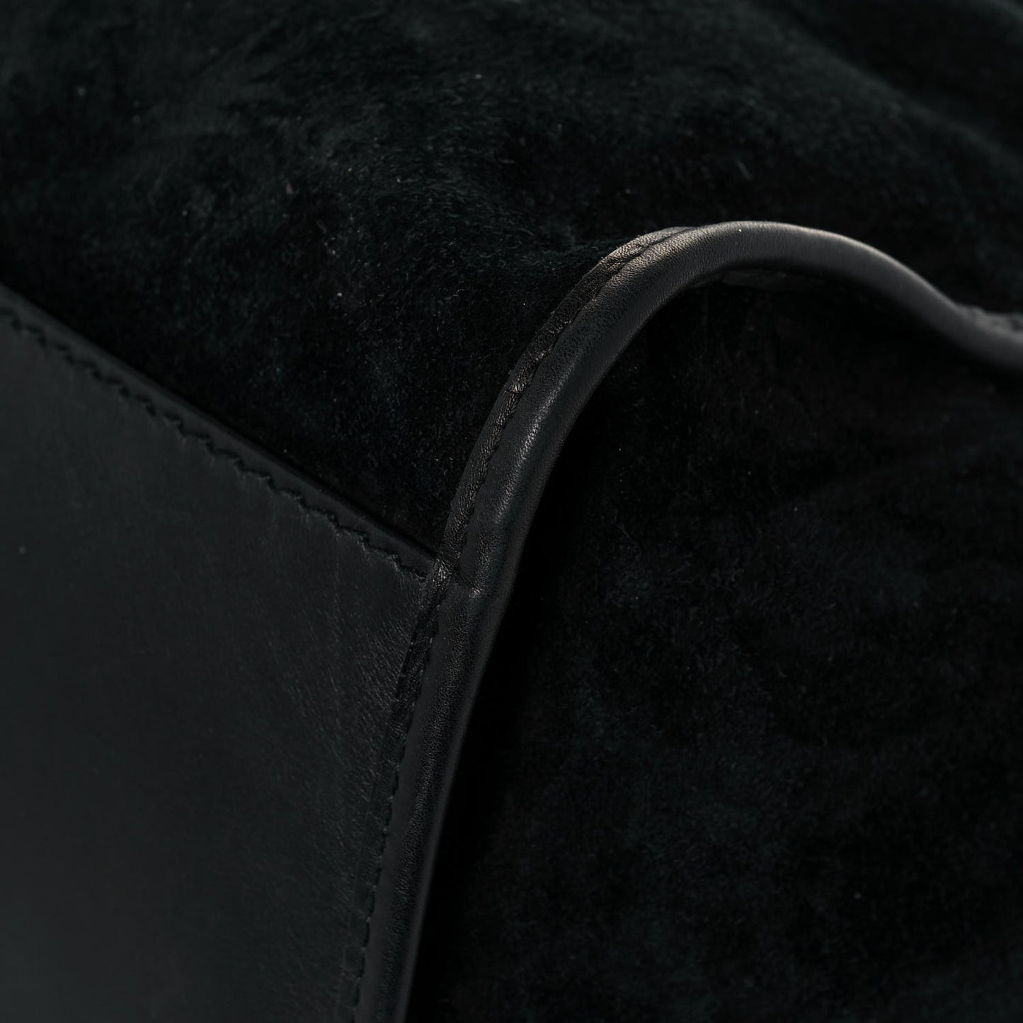 Nubuck Brocade Medium Soft Stirrup Shoulder Bag Black