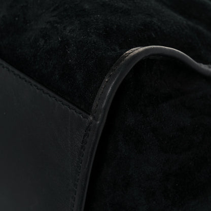 Gucci Nubuck Brocade Medium Soft Stirrup Shoulder Bag Black 14 of 18