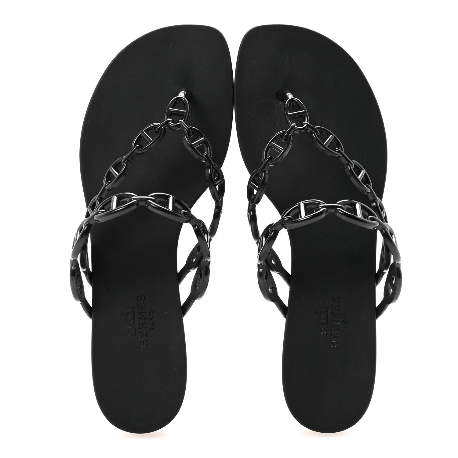 Hermes Rubber Chaine d'Ancre Island Sandals 37 Black 2 of 8