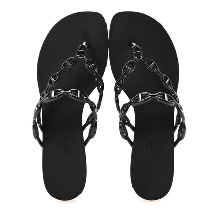 Hermes Rubber Chaine d'Ancre Island Sandals 37 Black 2 of 8