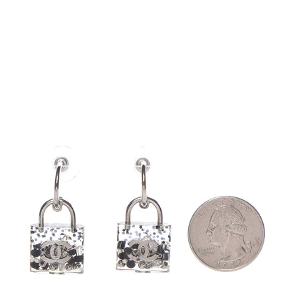 Chanel Resin Pearl CC Padlock Earrings Grey 2 of 4
