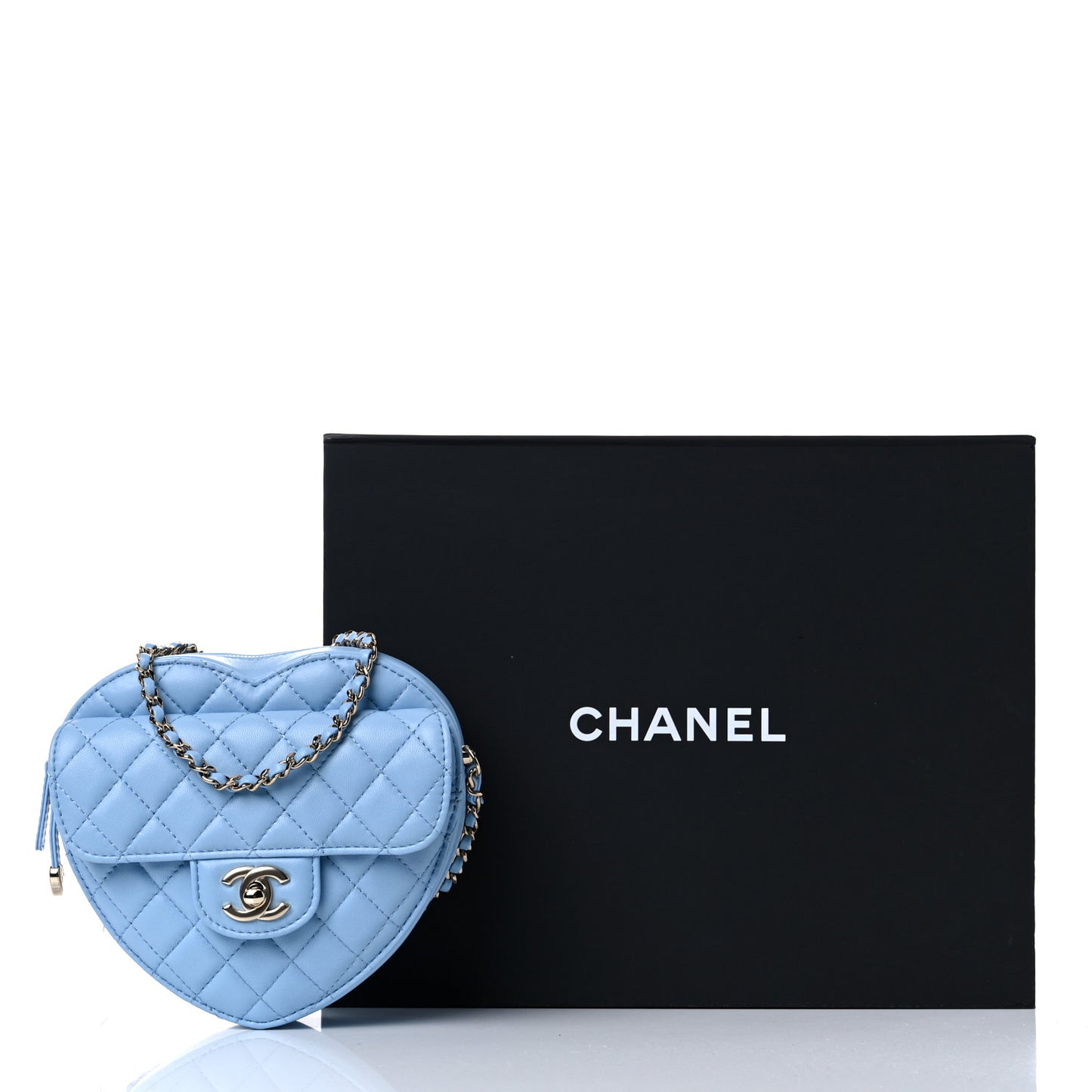 Lambskin Quilted CC In Love Heart Bag Light Blue