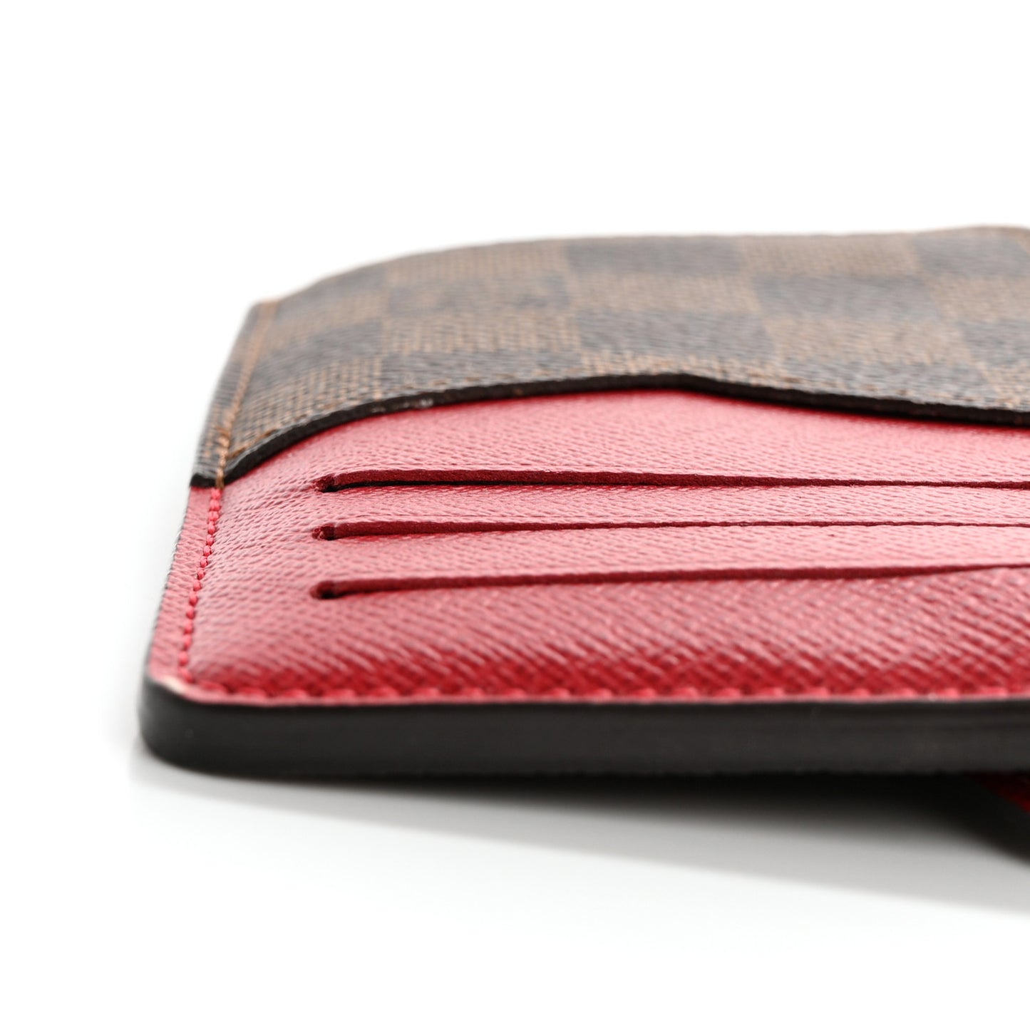 Damier Ebene Recto Verso Card Holder Red
