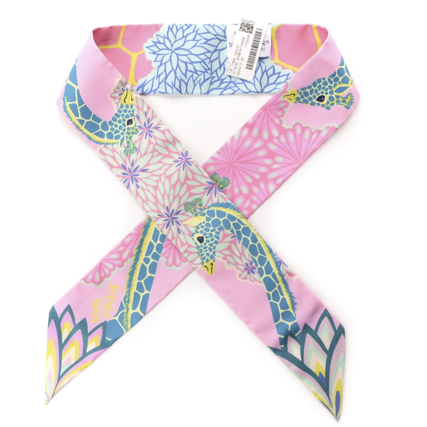 Hermes Silk The Three Graces Twilly Rose Bonbon Canard 1 of 4